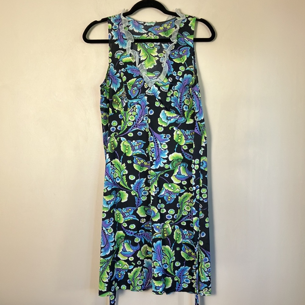 Vintage slip dress Karisma Harvey Woods retro 70s floral lace ruffle